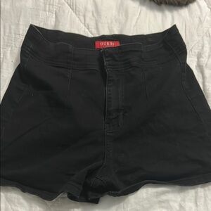 GUESS Women's dressy high waisted Black denim Shorts (28)